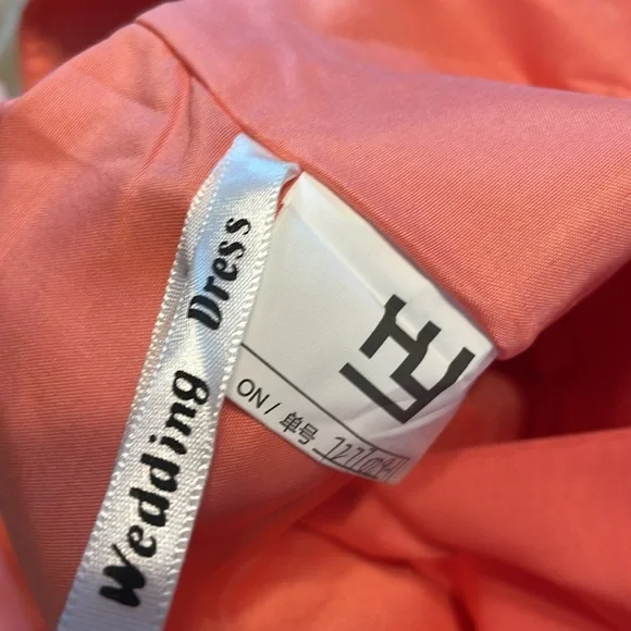 HY ONE SHOULDER CORSET STYLE FORMAL WEDDING GUEST PROM GOWN DRESS CORAL SIZE 12 - Picture 13 of 14